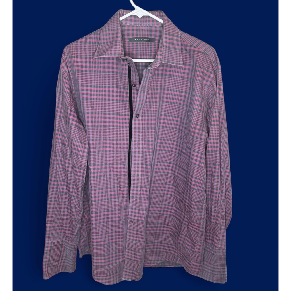 Sean John Mens Medium Button Down Long Sleeve Collared Shirt Button Front